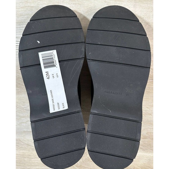 NWB AllSaints Mens 9M Black Mersey Shoe Leather Drawstring, MINOR SPOT SEE PIC - Picture 10 of 11